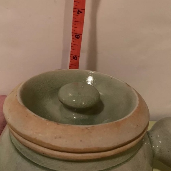 Vintage Stoneware Green Rice Cooking Pot With Lid & Handle Made In Thailand - Picture 10 of 10